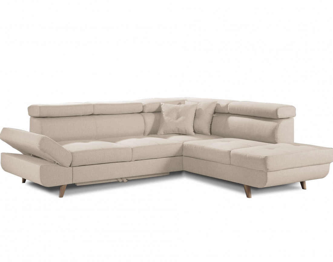 Linea - Canapé d'angle droit convertible - 5 places - avec têtières