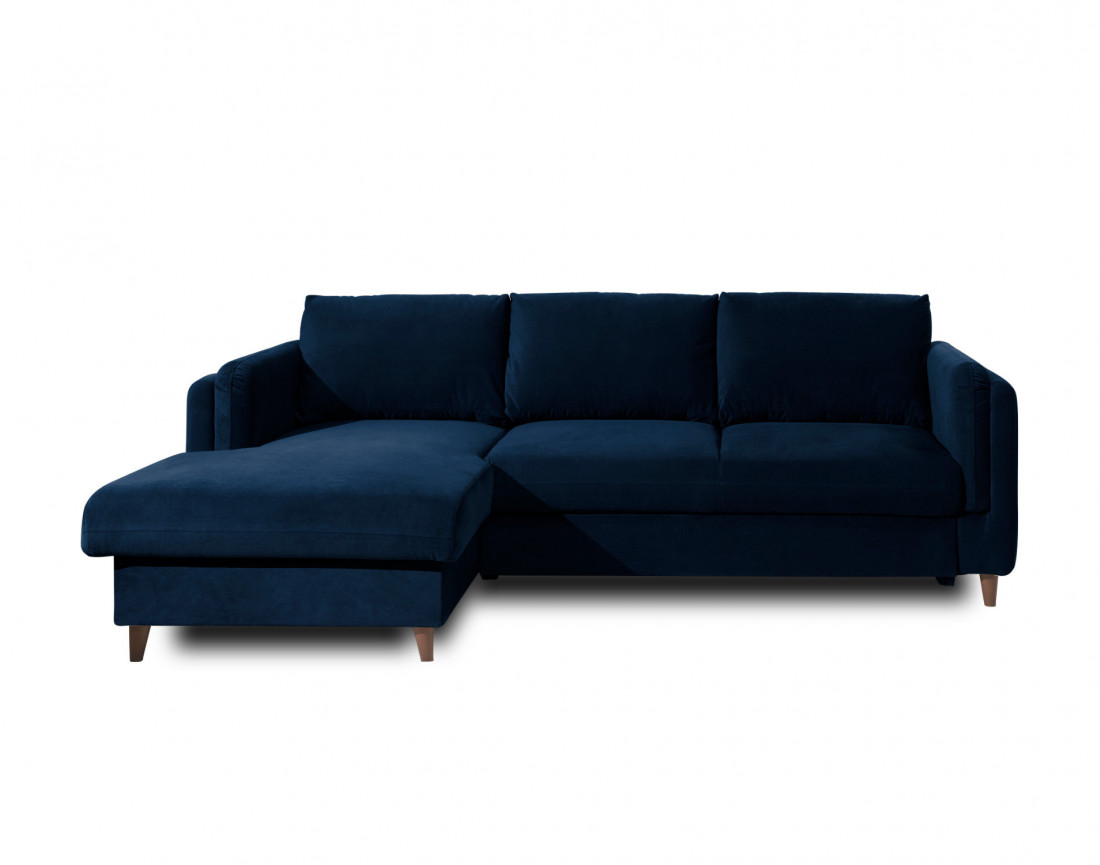 Canapé d'angle gauche convertible avec coffre 4 places en velours Brooke