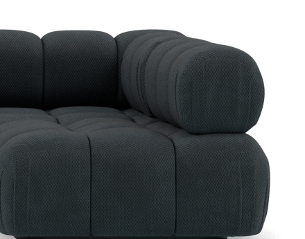 Canapé panoramique modulable d'angle droit 7 places en velours texturé Ruby