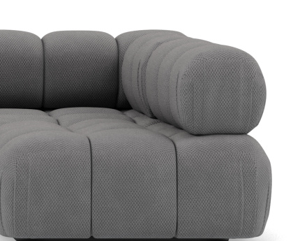 Canapé panoramique modulable d'angle droit 7 places en velours texturé Ruby