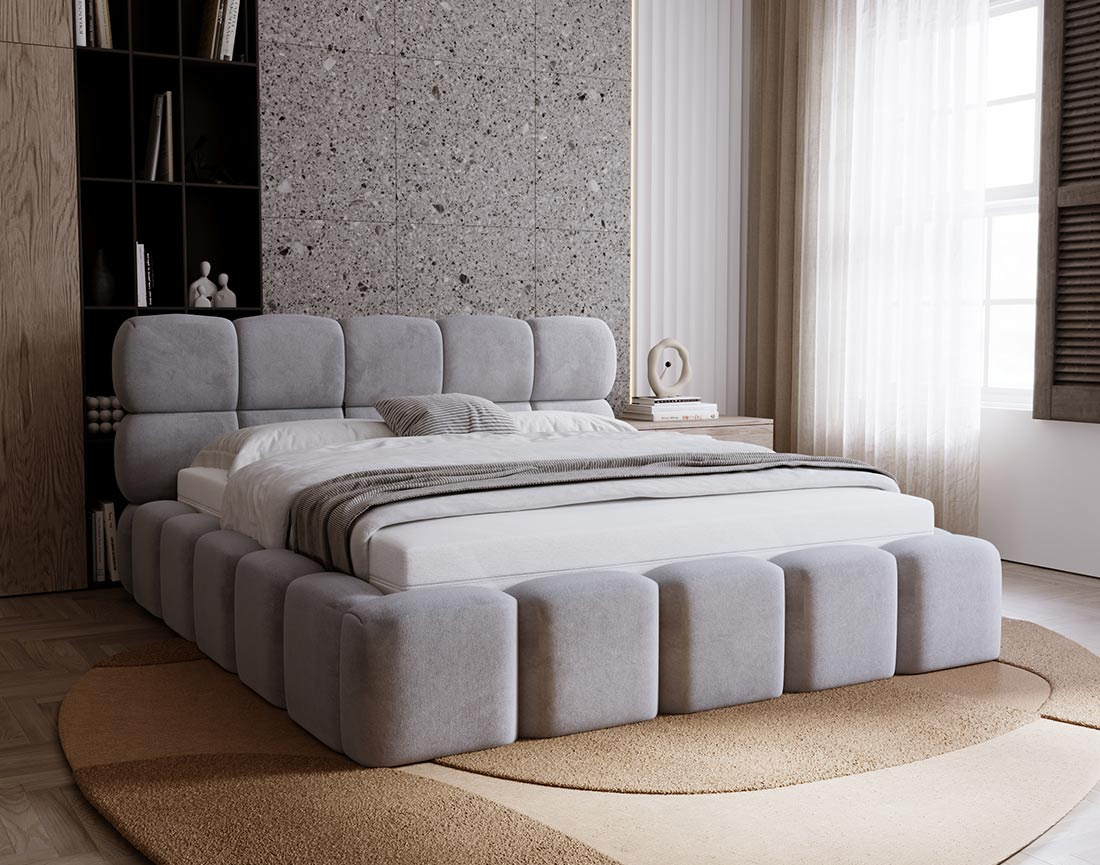 Lit coffre 180x200 cm sommier inclus en velours Mariposa