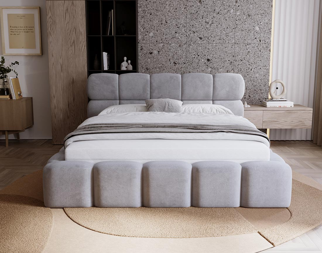 Lit coffre 180x200 cm sommier inclus en velours Mariposa