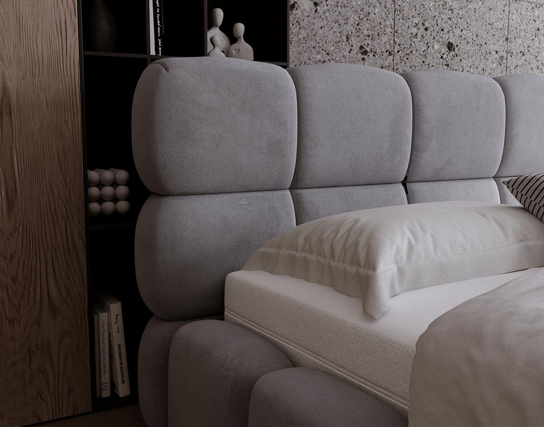 Lit coffre 180x200 cm sommier inclus en velours Mariposa