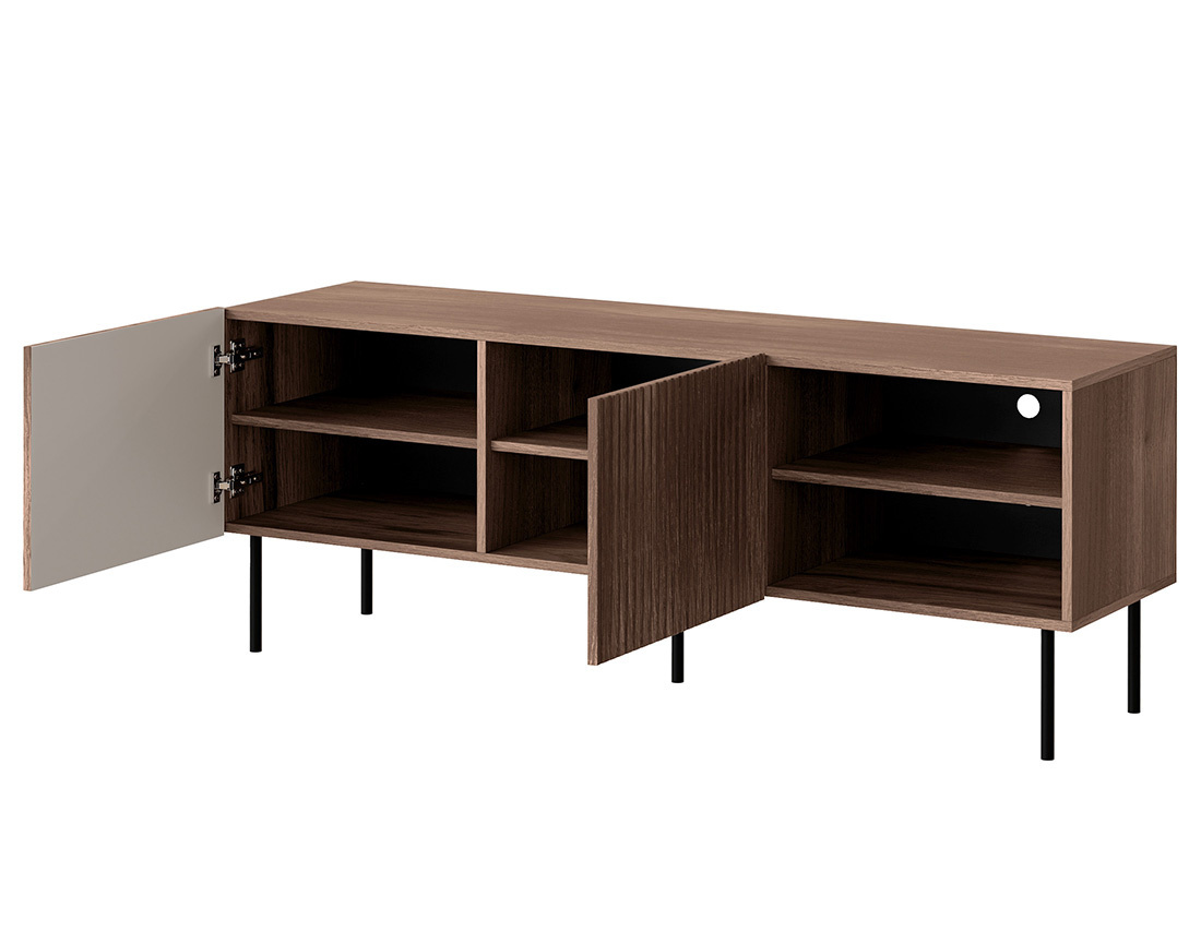 Meuble TV bois 2 portes et 2 niches 150 cm Franco