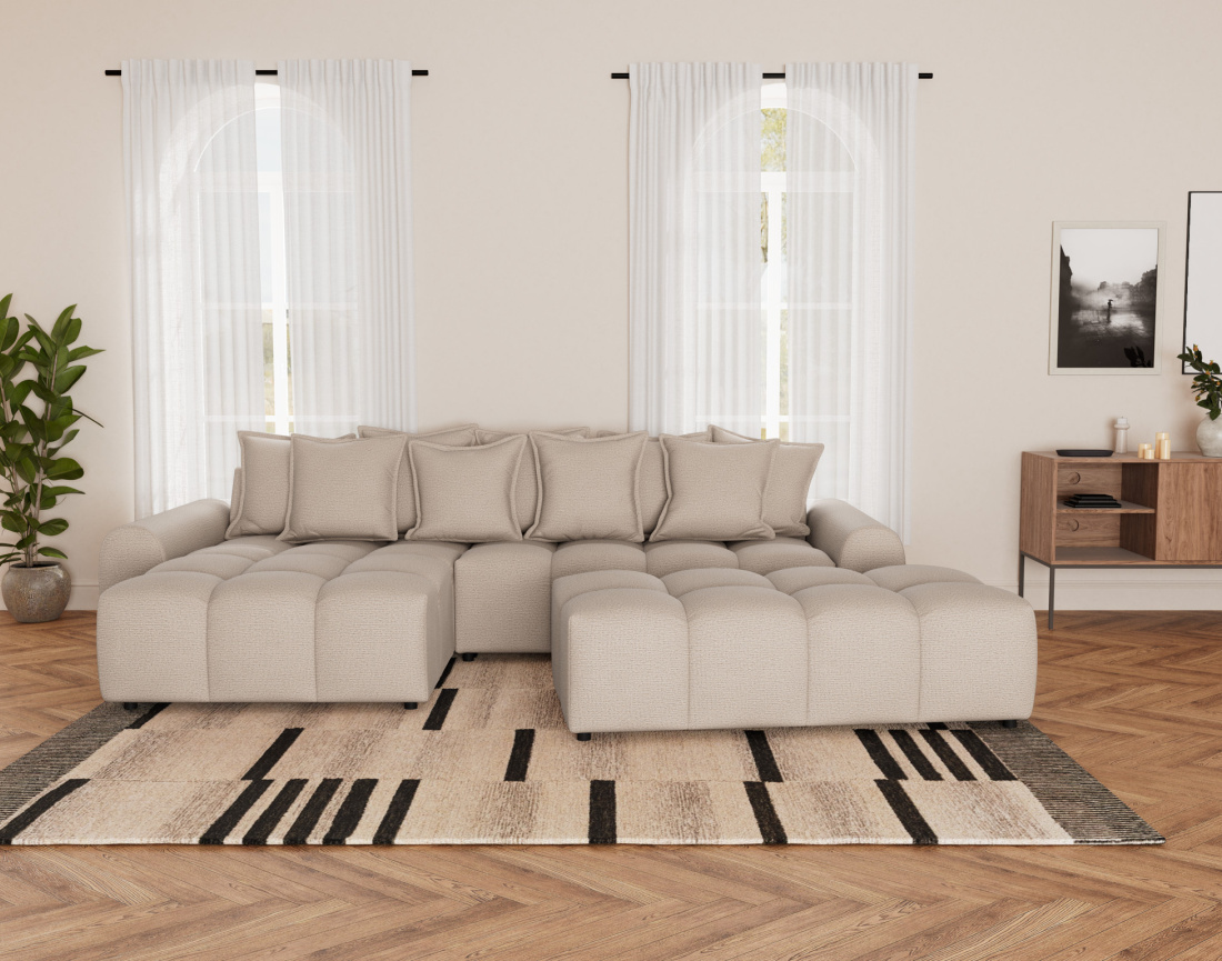 Pouf en tissu texturé Adelaide