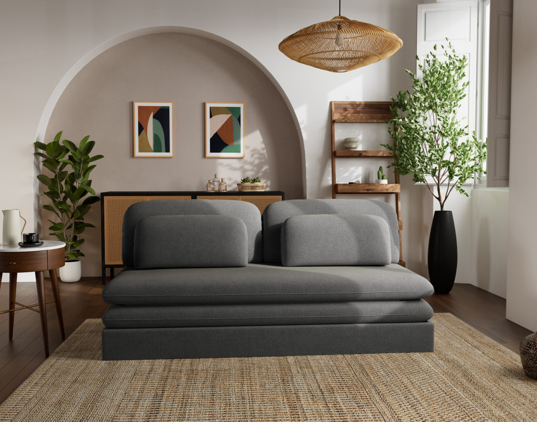 Canapé 3 places convertible déplimousse en velours texturé Ysal