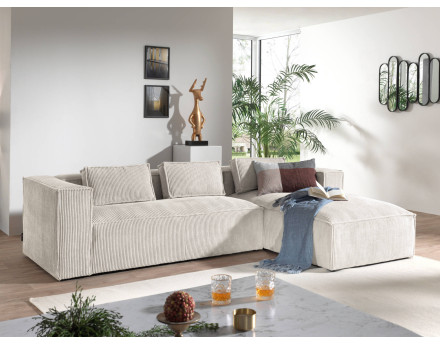 Stella - canapé d'angle - en velours côtelé - 4 places -style contemporain - droit