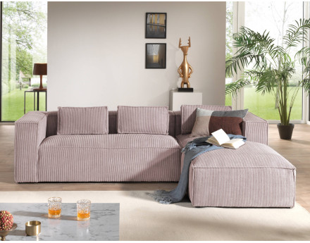 Stella - canapé d'angle - en velours côtelé - 4 places -style contemporain - droit