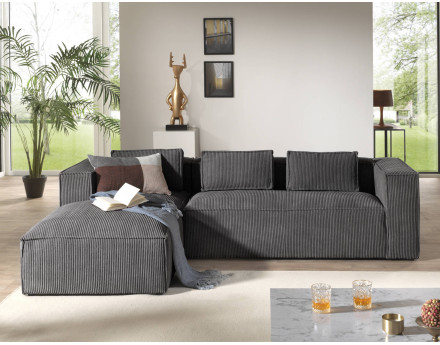 Stella - canapé d'angle en velours côtelé - 4 places - style contemporain  - gauche