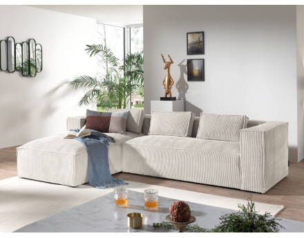 Stella - canapé d'angle en velours côtelé - 4 places - style contemporain  - gauche