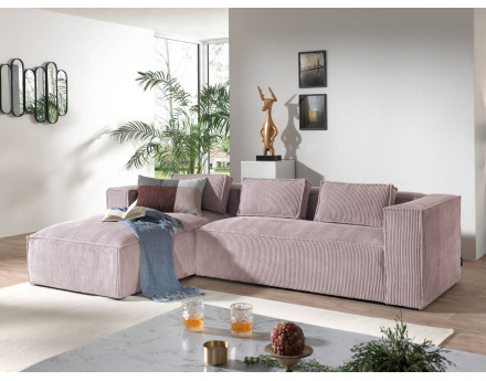 Stella - canapé d'angle en velours côtelé - 4 places - style contemporain  - gauche