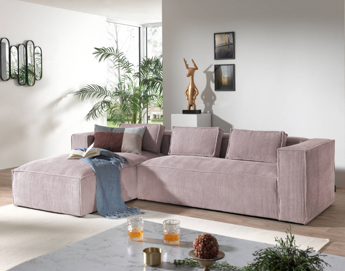 Stella - canapé d'angle en velours côtelé - 4 places - style contemporain  - gauche