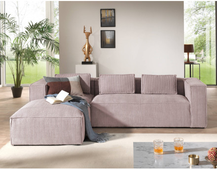 Stella - canapé d'angle en velours côtelé - 4 places - style contemporain  - gauche