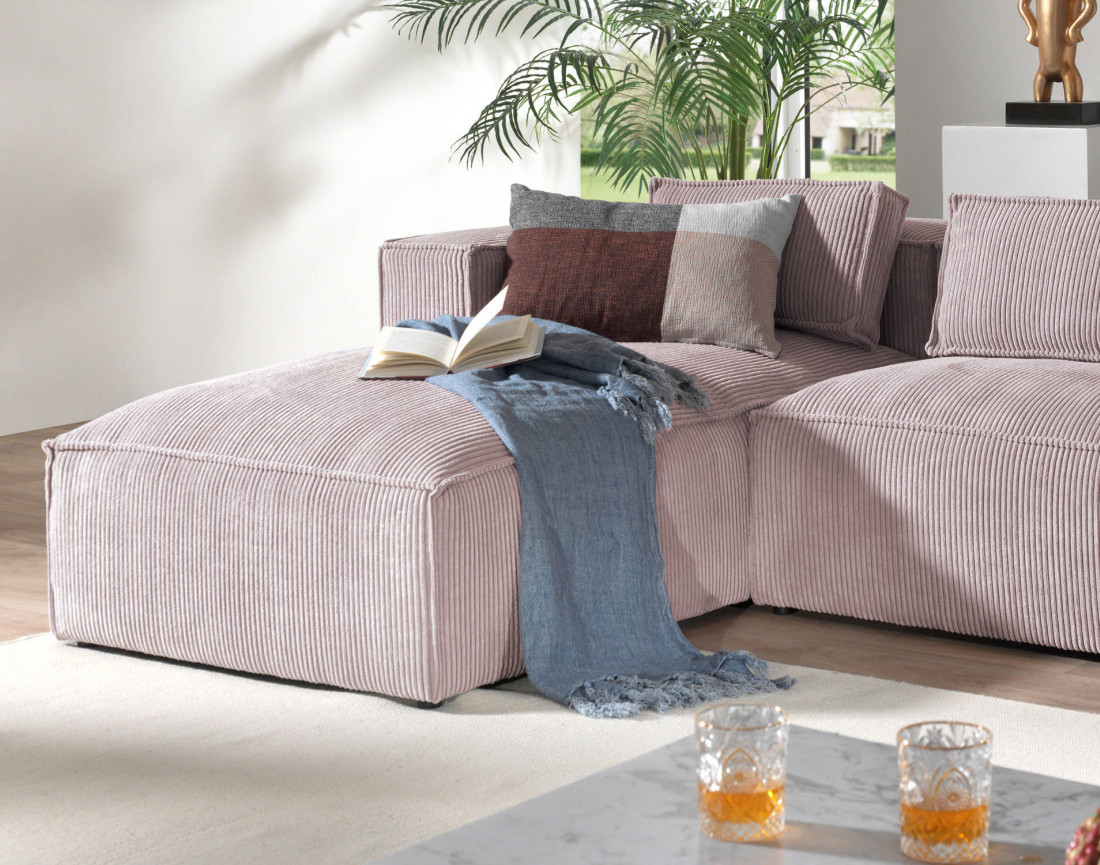 Stella - canapé d'angle en velours côtelé - 4 places - style contemporain  - gauche