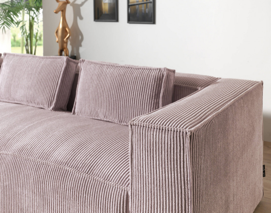 Stella - canapé d'angle en velours côtelé - 4 places - style contemporain  - gauche