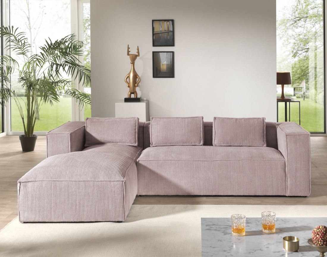 Stella - canapé d'angle en velours côtelé - 4 places - style contemporain  - gauche