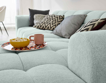 Canapé d'angle droit 4 places en tissu texturé Ray