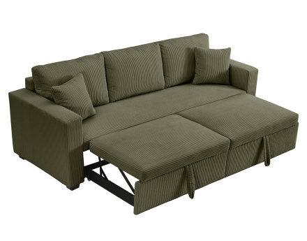 Canapé droit 3 places convertible en velours côtelé Cyrus