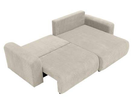 Canapé d'angle réversible 4 places convertible avec coffre en velours côtelé Naomi