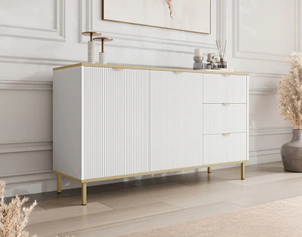 Buffet bas 135 cm 3 tiroirs et 2 portes Hope