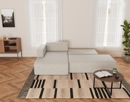 Canapé d'angle gauche 4 places convertible avec coffre sans accoudoir en velours côtelé Topaze