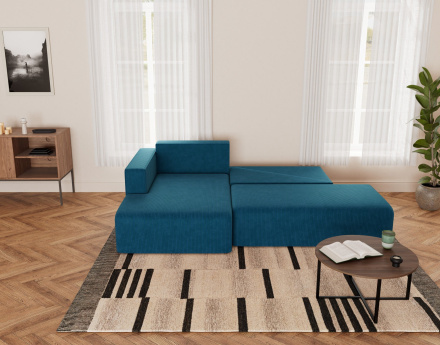 Canapé d'angle gauche 4 places convertible avec coffre sans accoudoir en velours côtelé Topaze