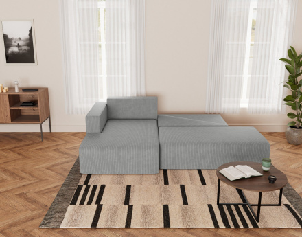 Canapé d'angle gauche 4 places convertible avec coffre sans accoudoir en velours côtelé Topaze