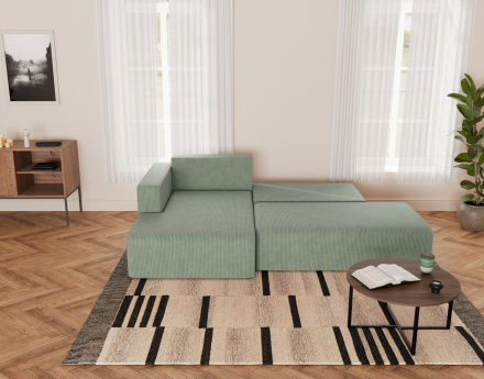 Canapé d'angle gauche 4 places convertible avec coffre sans accoudoir en velours côtelé Topaze