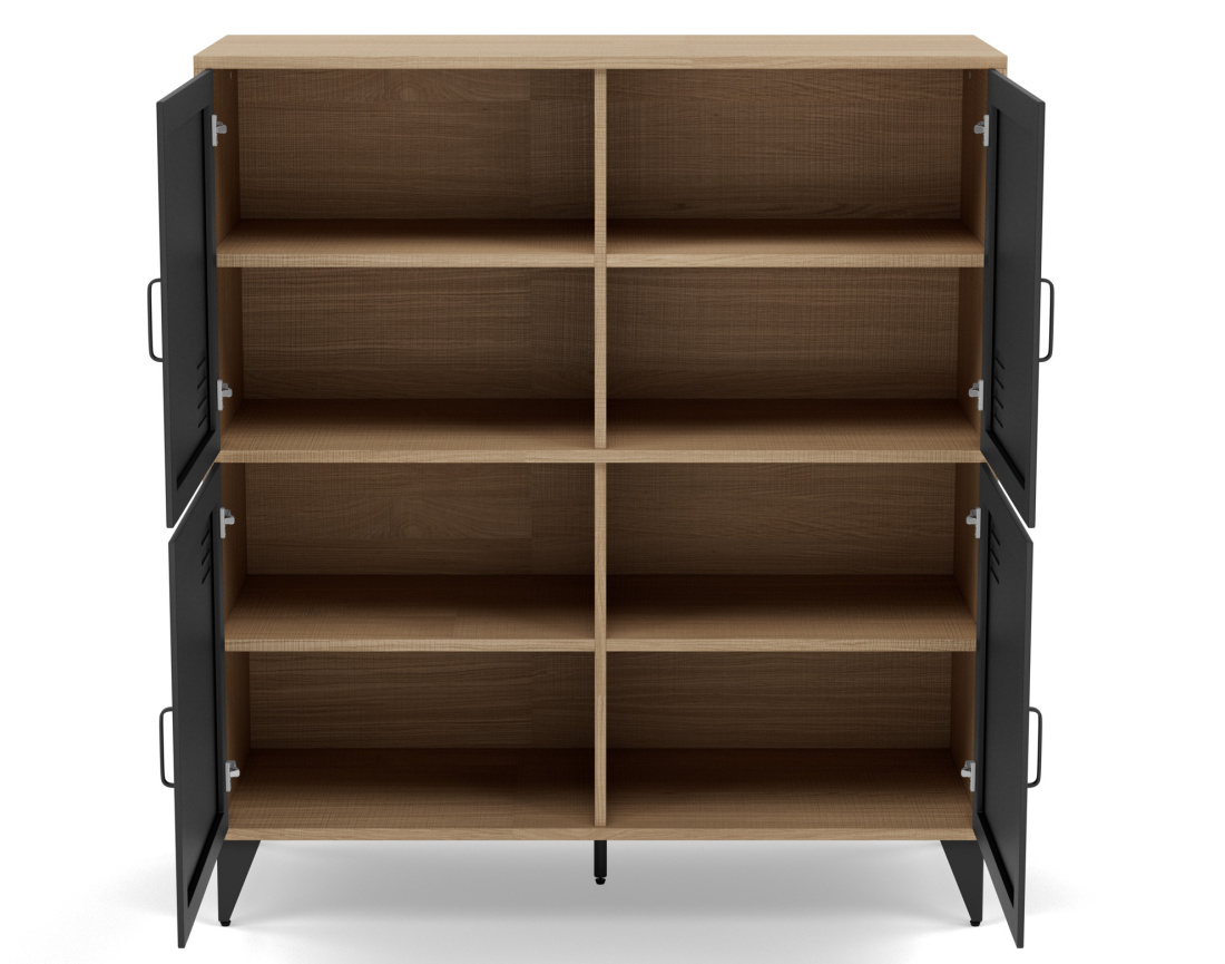 Buffet haut bois et métal noir 2 portes 100x112 cm Tribeca