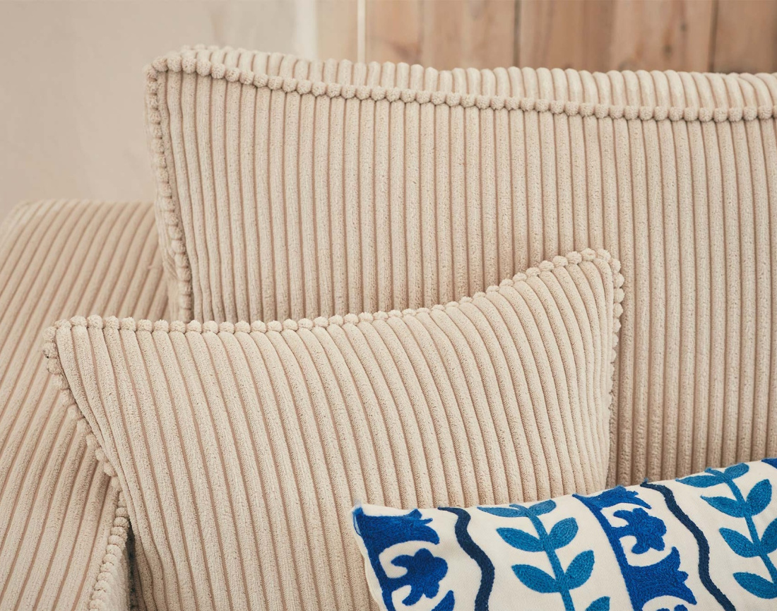 Canapé droit 2 places convertible en velours côtelé Ernest