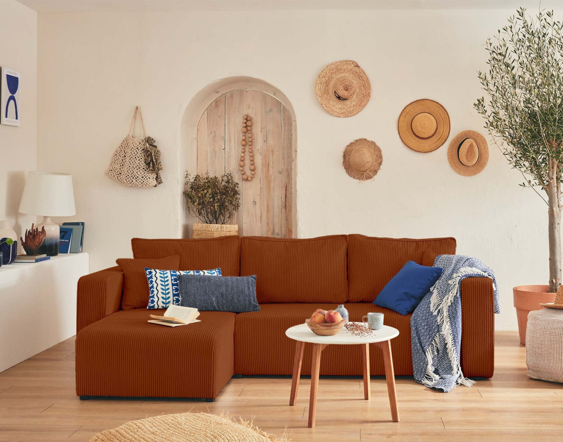 Lot de 2 tables basses gigognes en bois massif de manguier 93 et 76 cm Dayo