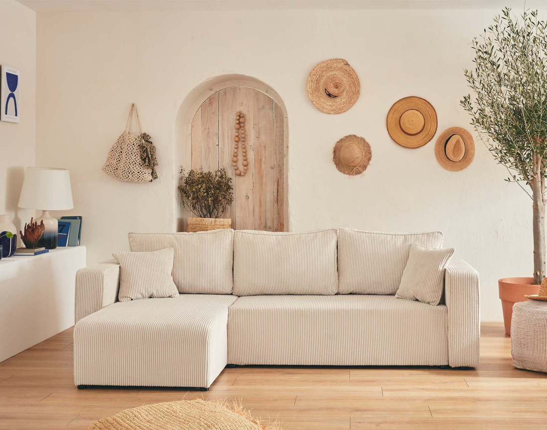 Lot de 2 chaises pieds en métal en tissu texturé Adelia