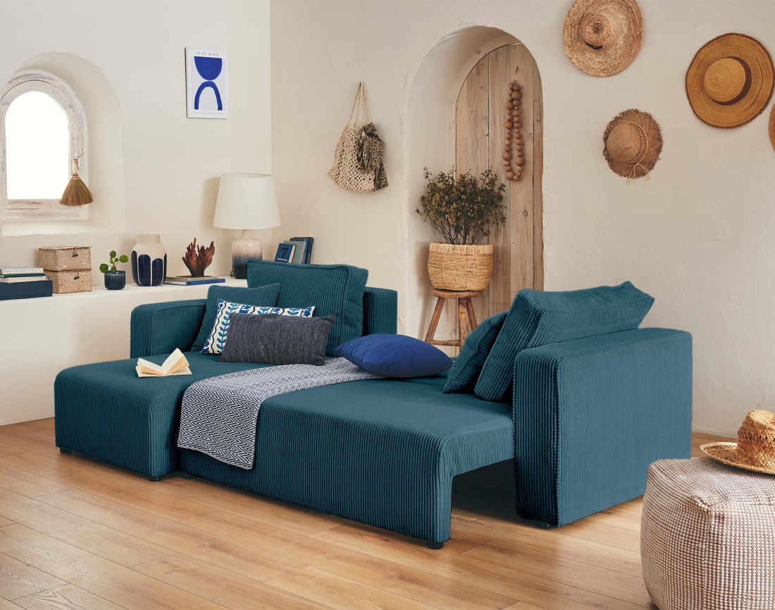 Lot de 2 chaises pieds en métal en tissu texturé Adelia