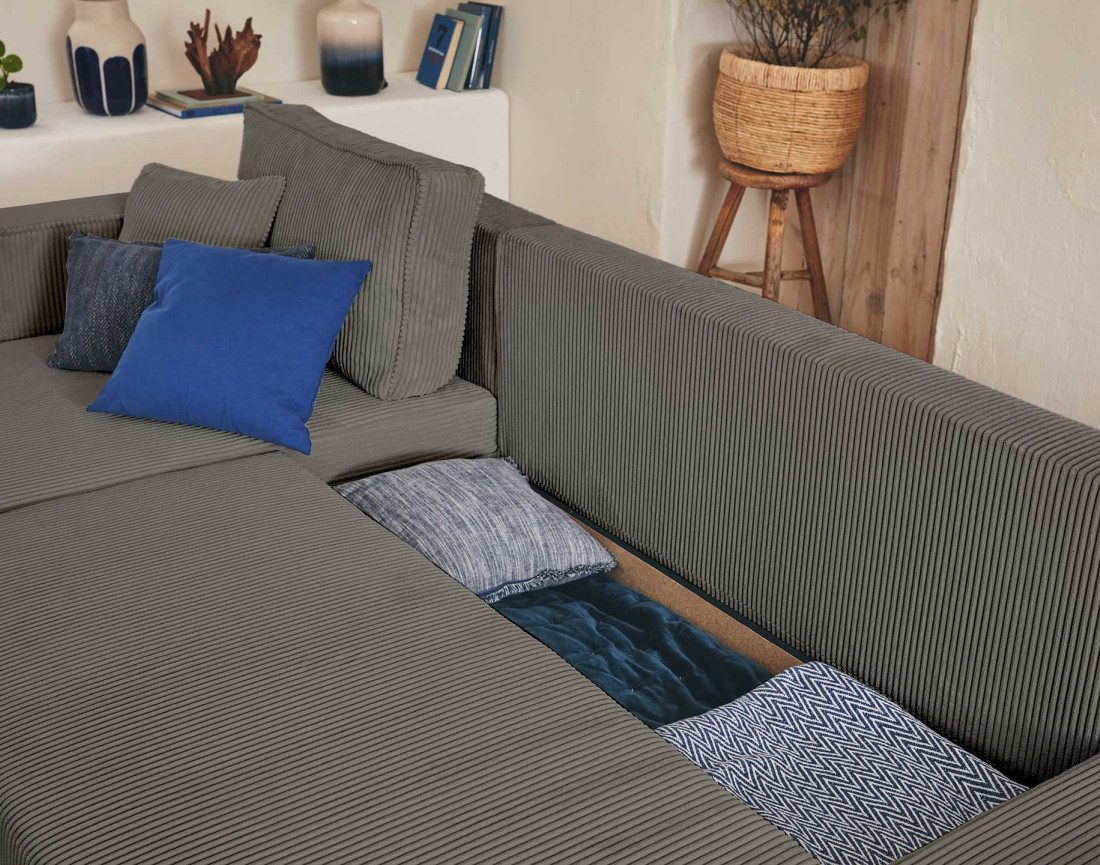 Lot de 2 tables basses gigognes effet travertin pieds en bois massif de manguier Jade