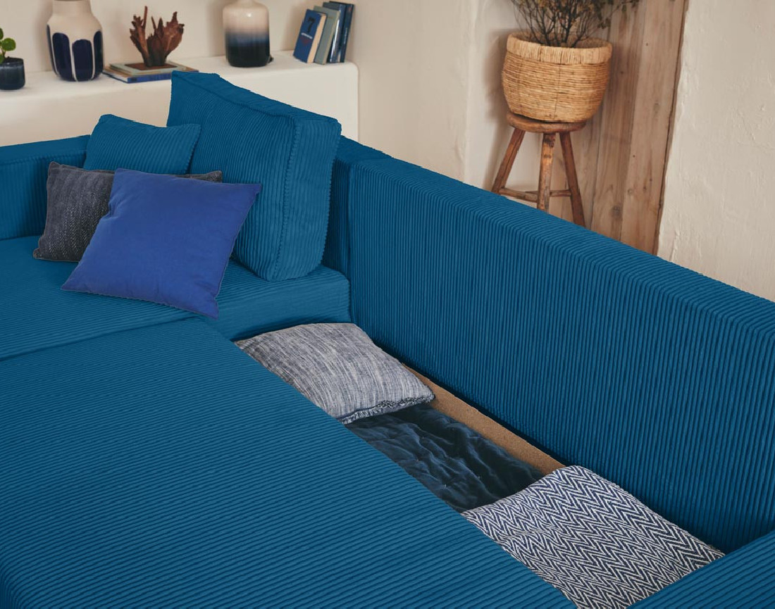 Lot de 2 tables basses gigognes effet travertin pieds en bois massif de manguier Jade