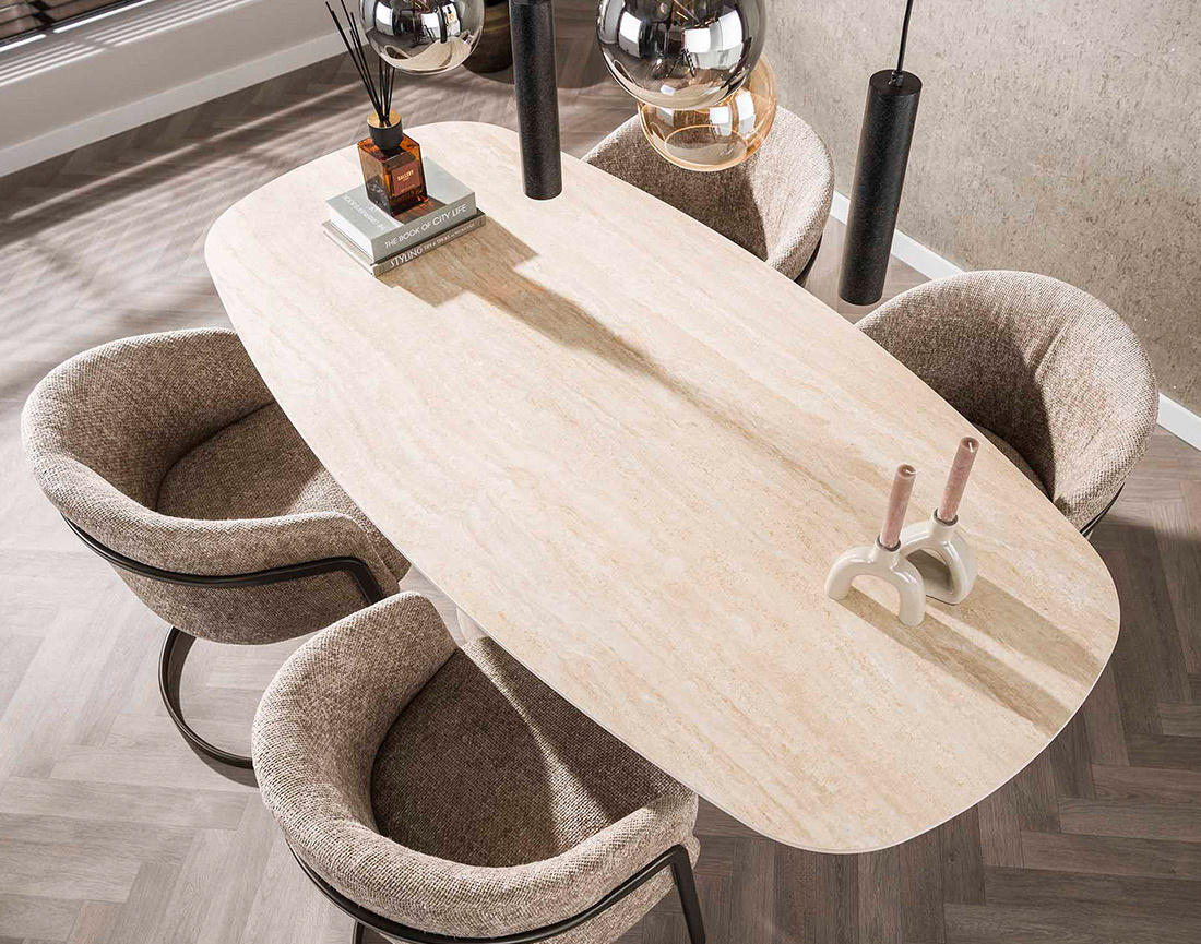 Lot de 2 chaises pieds en métal en tissu texturé Teo