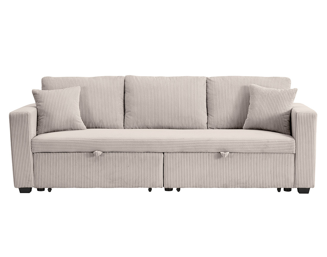 Canapé droit 3 places convertible en velours côtelé Cyrus