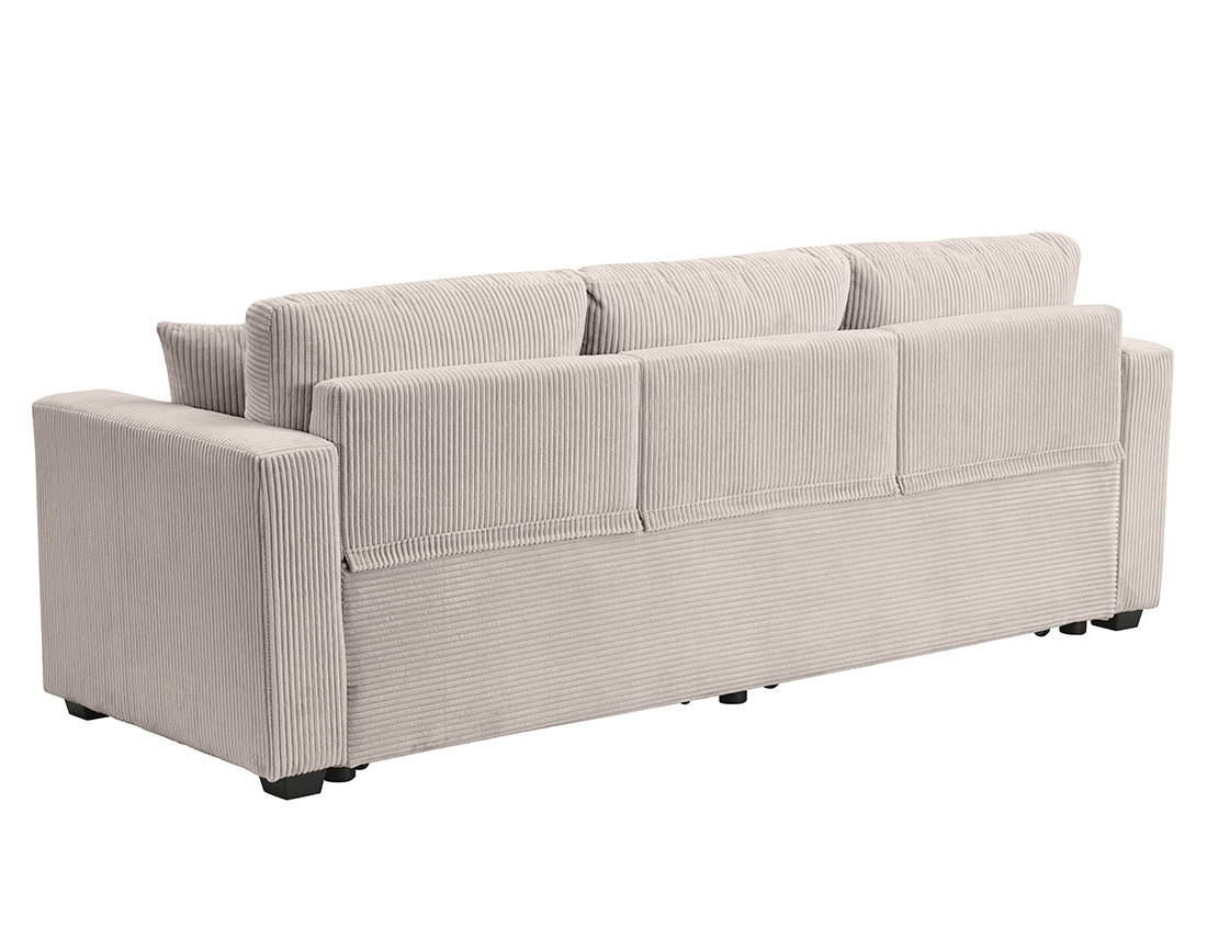 Canapé droit 3 places convertible en velours côtelé Cyrus