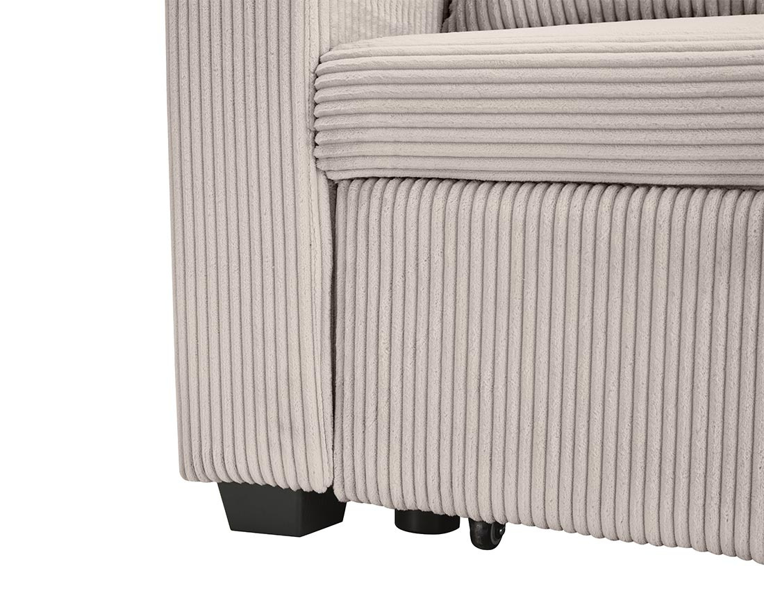 Canapé droit 3 places convertible en velours côtelé Cyrus