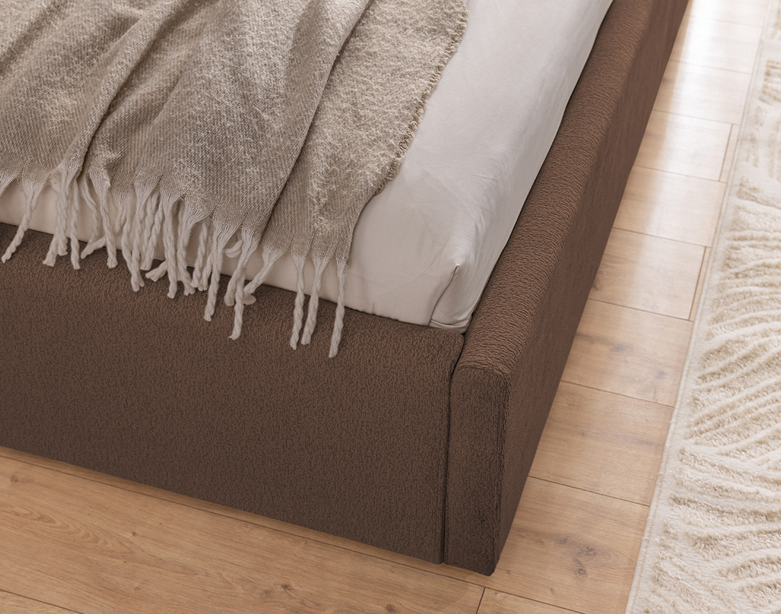 Lit coffre 140x190 cm en tissu texturé sommier inclus Billy