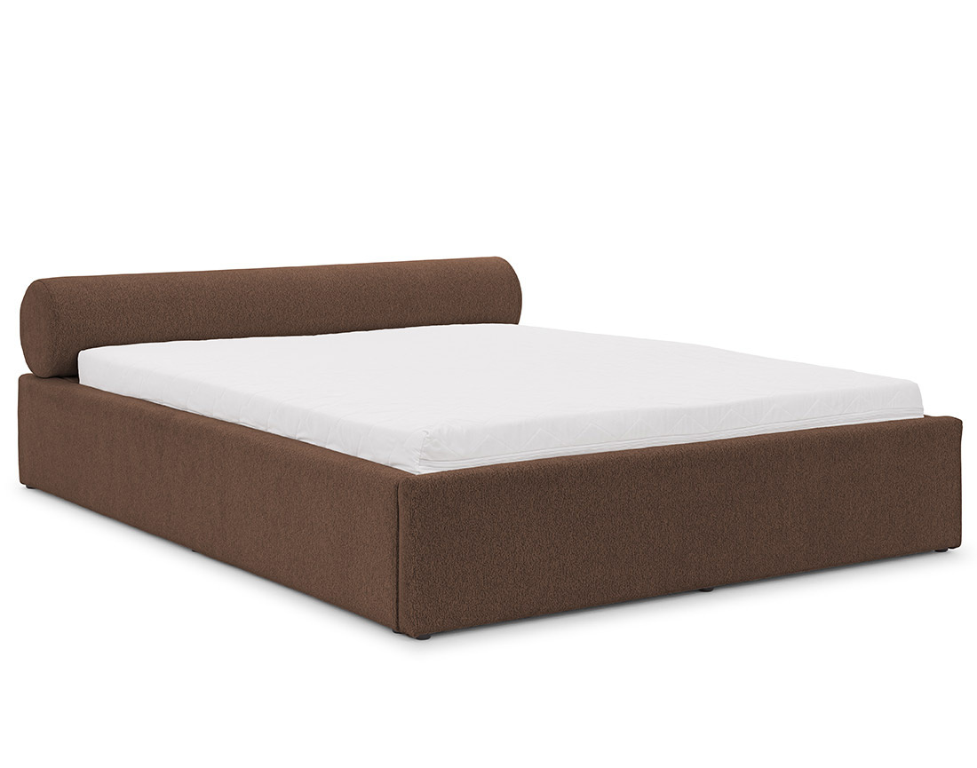 Lit coffre 140x190 cm en tissu texturé sommier inclus Billy