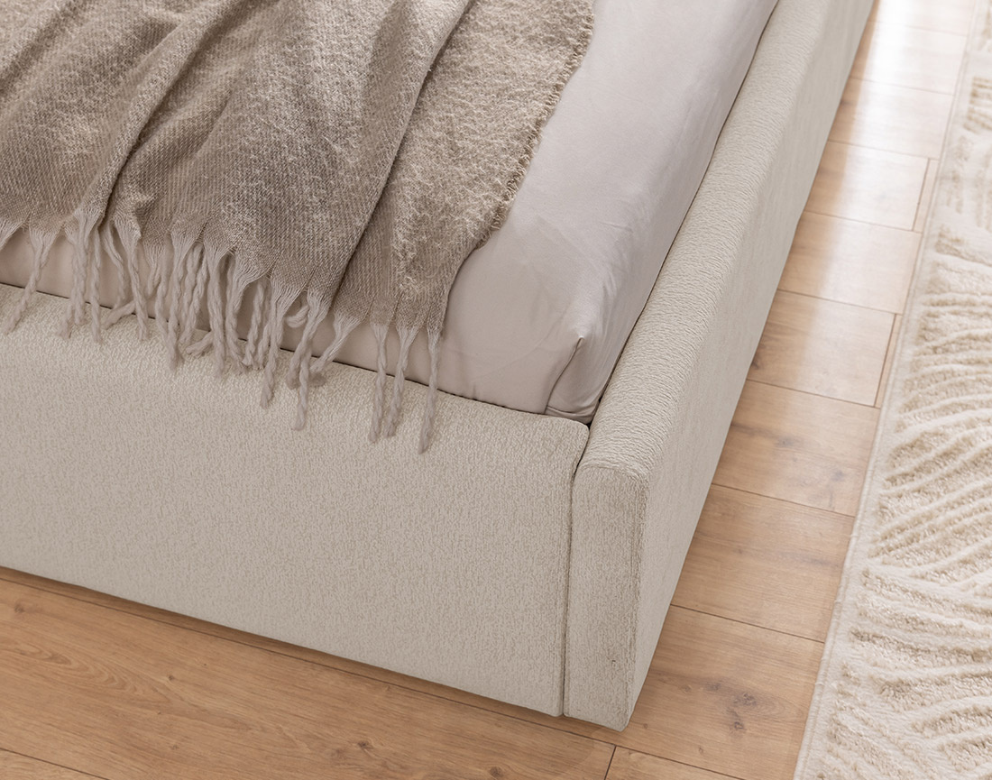 Lit coffre 140x190 cm en tissu texturé sommier inclus Billy