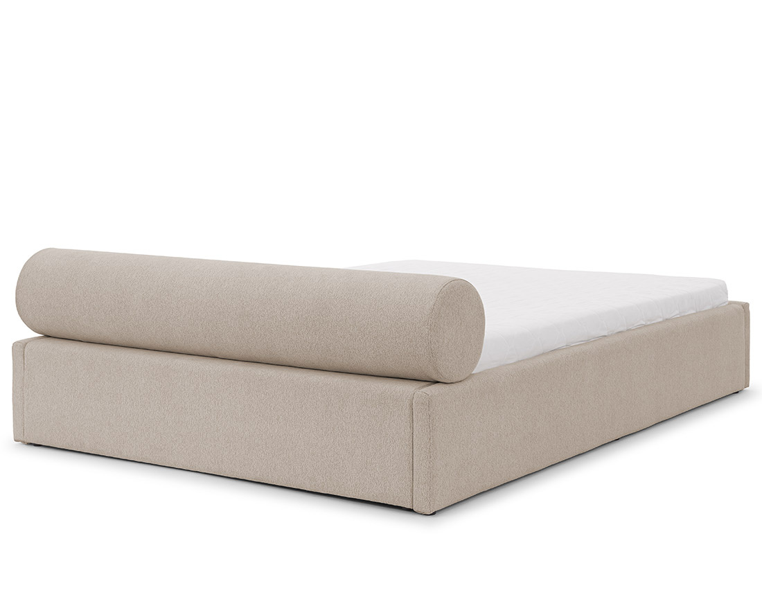 Lit coffre 140x190 cm en tissu texturé sommier inclus Billy