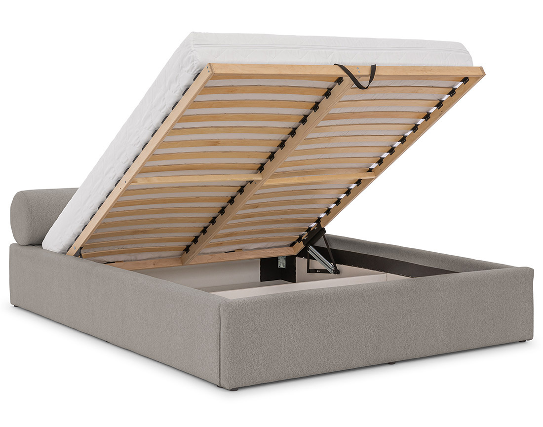 Lit coffre 140x190 cm en tissu texturé sommier inclus Billy