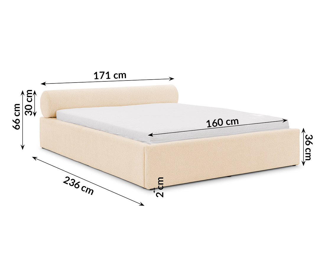 Lit coffre 160x200 cm en tissu texturé sommier inclus Billy