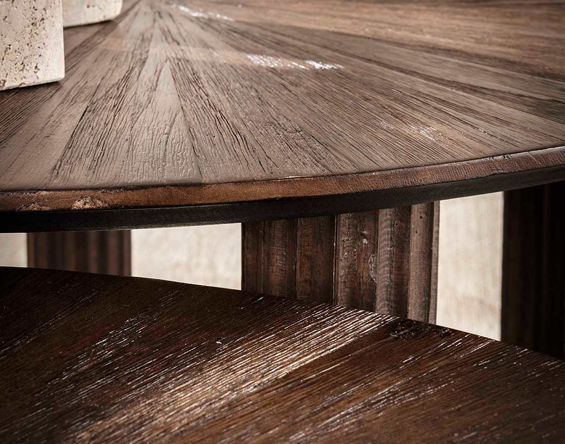 Lot de 2 tables basses gigognes en teck massif 75 cm Tania