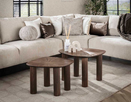 Lot de 2 tables basses gigognes en teck massif 62 et 54 cm Tania