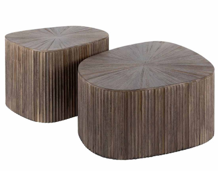 Lot de 2 tables basses gigognes en teck massif 73 et 53 cm Tania