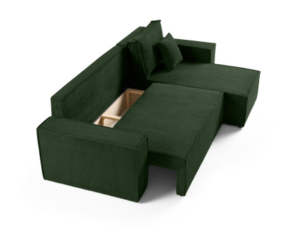Canapé d'angle réversible 4 places - convertible avec coffre - en velours côtelé - Cezanne