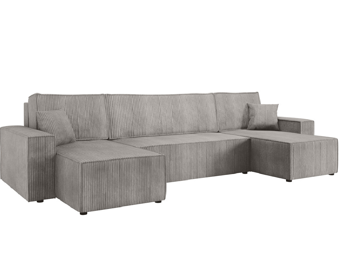 Canapé panoramique en U 7 places convertible avec coffre en velours côtelé Cezanne